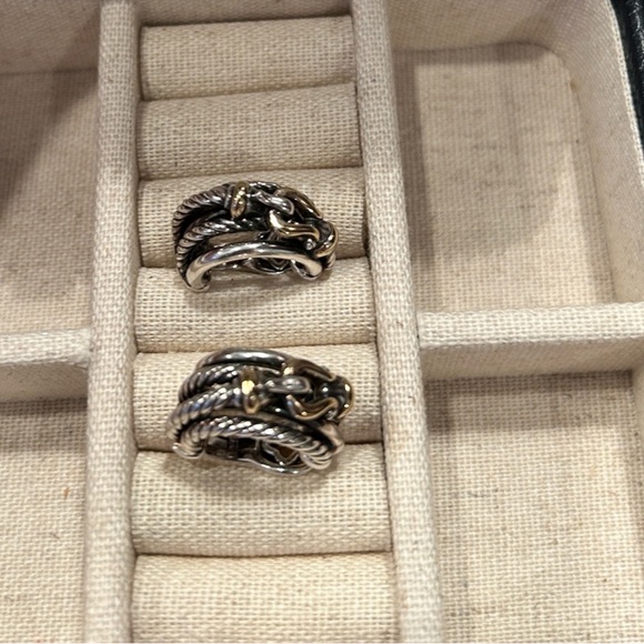 David Yurman Silver/Gold Shrimp Buckle Earrings